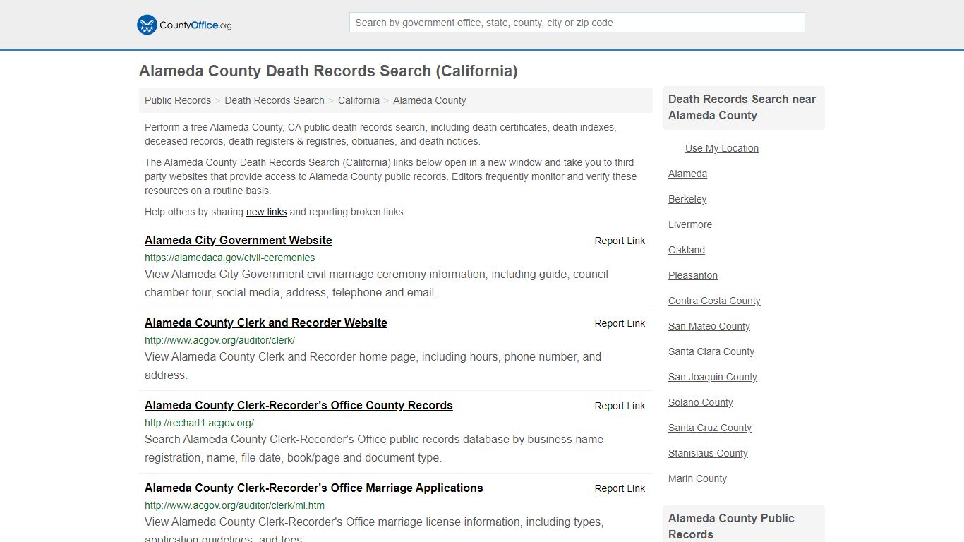 Death Records Search - Alameda County, CA (Death ...