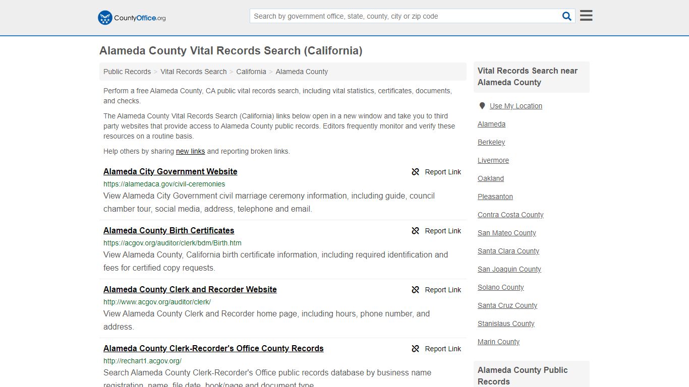 Vital Records Search - Alameda County, CA (Birth, Death ...